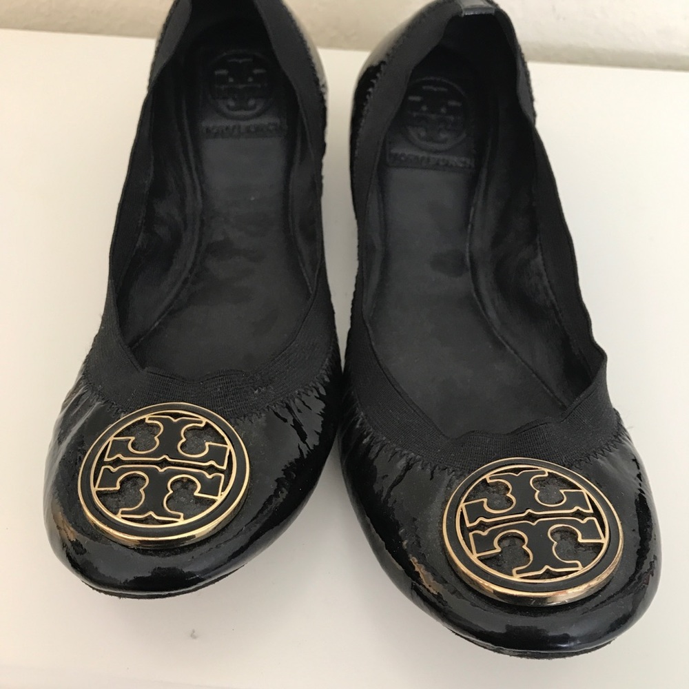 Tory Burch Caroline Flats 8 1/2 Black Patent